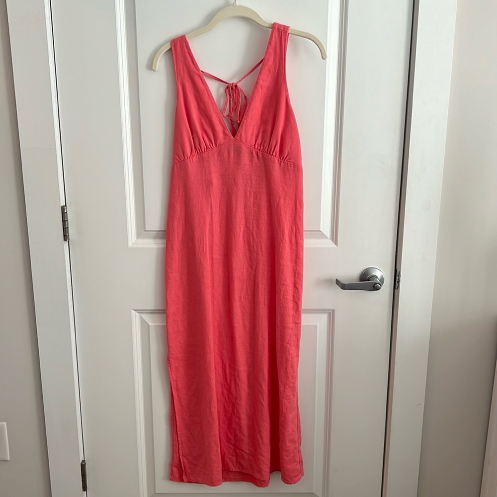 pink linen dress